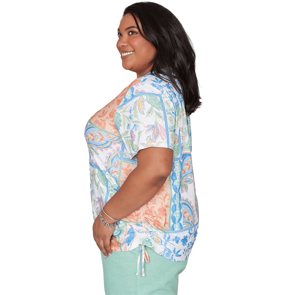 Plus Size Alfred Dunner Caribbean Blues Patchwork Paisley Blouse