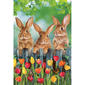 Evergreen Whimsy Bunny Trio Suede House Flag - image 1