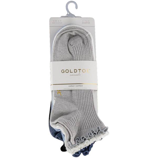 Womens Gold Toe® 6pk. Lettuce Edge Quarter Socks - image 