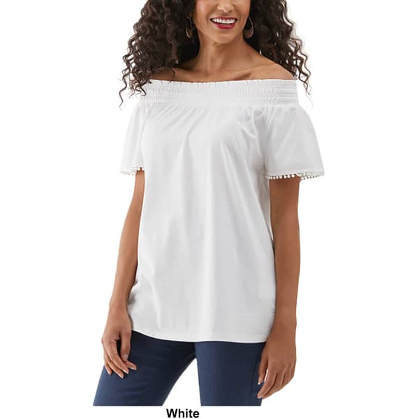 Petite Ella Rafaella&#174; Short Sleeve Off The Shoulder Blouse