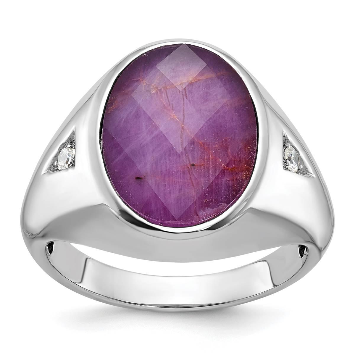 Mens Gentlemens Classics(tm) 14kt. White Gold Ruby & Diamond Ring