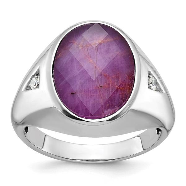 Mens Gentlemens Classics(tm) 14kt. White Gold Ruby & Diamond Ring - image 