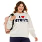 Juniors Plus No Comment Contrast Stripe Applique Sweatshirt - image 1