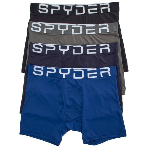 Mens Spyder 4pk. Liquid Cool Nylon Boxer Briefs - Black/Blue