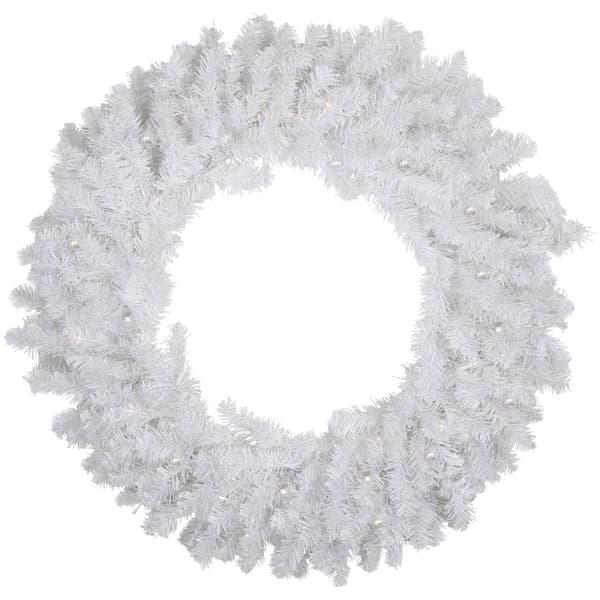 Northlight Pre-Lit LED White Canadian Pine Christmas Wreath