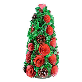 Northlight Seasonal Red Wood Rose and Pine Cone Tree Decoration