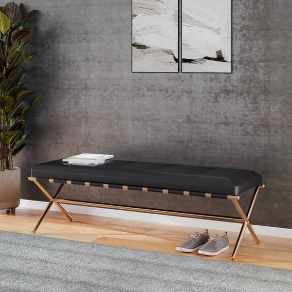 Southern Enterprises Clairvoix Faux Leather Bench - image 