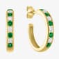 Gemstone Classics(tm) Created Emerald & White Sapphire Hoop Earrings - image 1