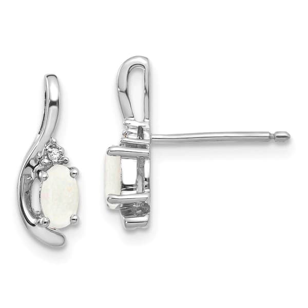 Gemstone Classics&#40;tm&#41; 14kt. White Gold Opal Diamond Stud Earrings - image 