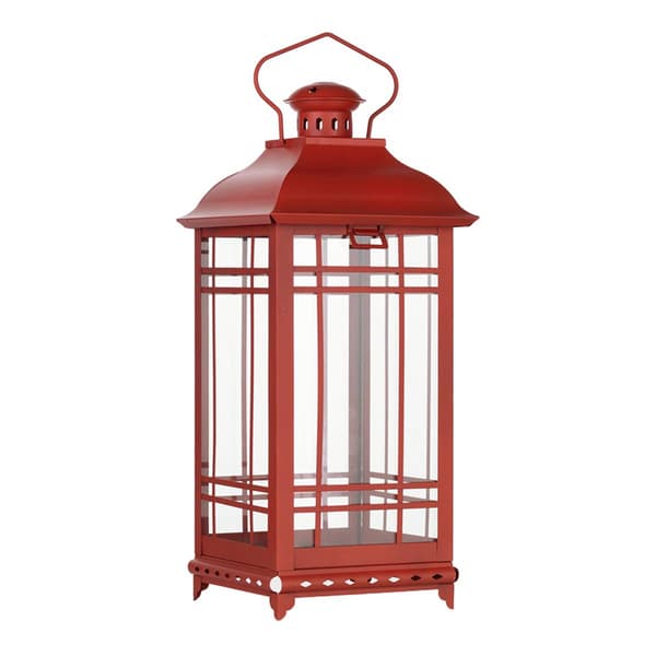 Melrose Traditional Red Metal Lanterns - Set of 3