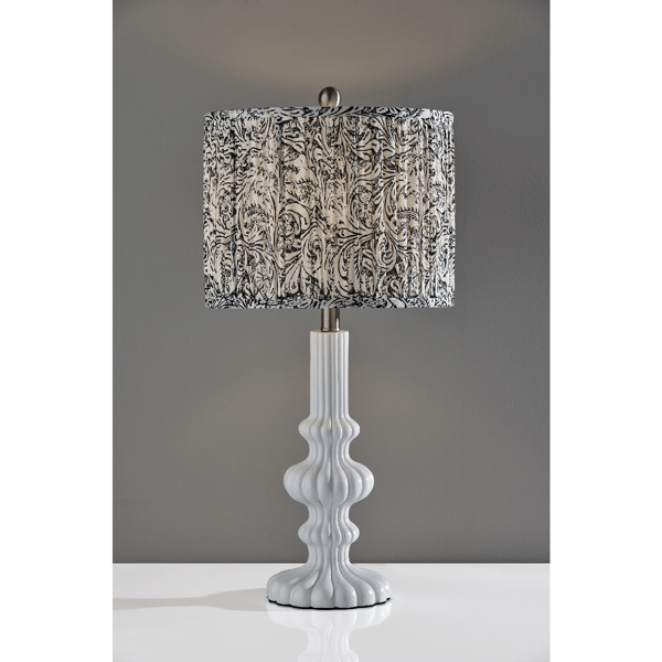 Adesso Ambrose Large Table Lamp with Pleated Navy/White Shade