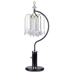 HomeRoots 27in. Black & Gold Faux Crystal Chandelier Table Lamp