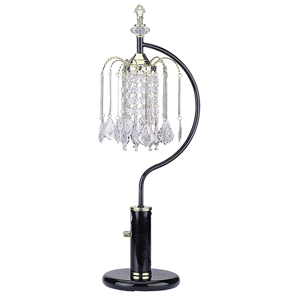 HomeRoots 27in. Black & Gold Faux Crystal Chandelier Table Lamp