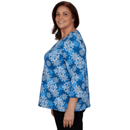 Plus Size Alfred Dunner Classics 3/4 Sleeve Snowflake Blouse