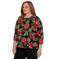 Plus Size Alfred Dunner Classics 3/4 Sleeve Poinsettia Blouse - image 3