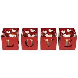 Northlight Seasonal Valentine''s Day Red Candle Holders - Set of 4
