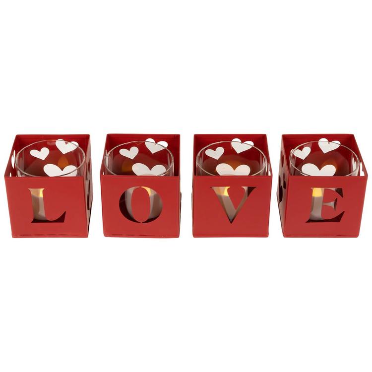 Northlight Seasonal Valentine''s Day Red Candle Holders - Set of 4