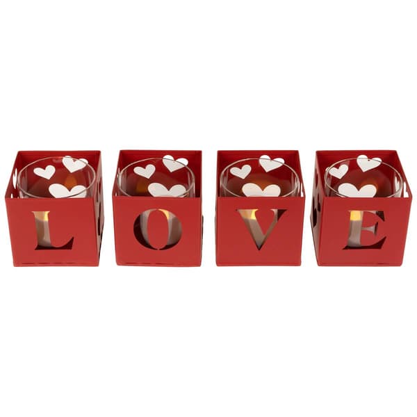 Northlight Seasonal Valentine''s Day Red Candle Holders - Set of 4