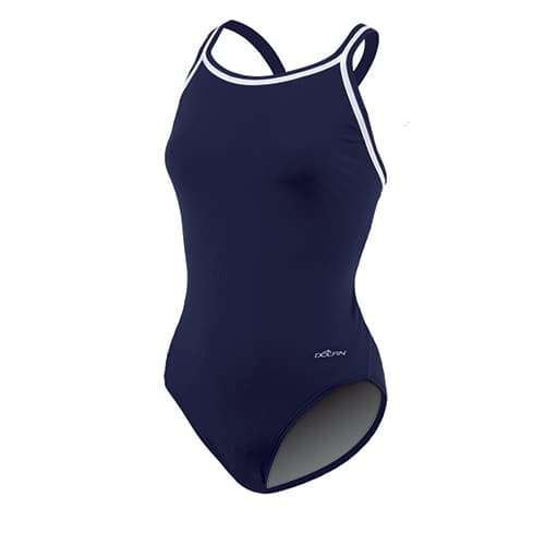 Womens Dolfin(R) Team Solid DBX Back One Piece Swimsuit - Navy - image 