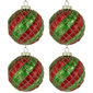 Northlight 4ct. Glitter Lattice Striped Christmas Ball Ornaments - image 5