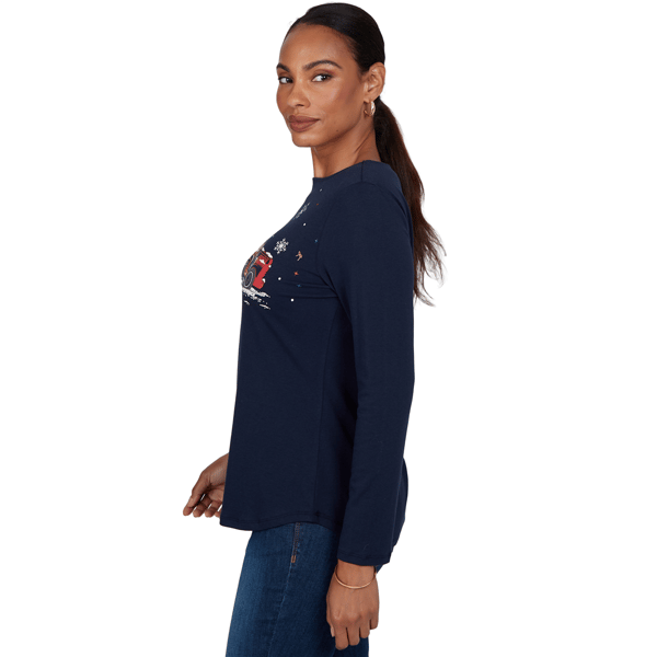 Womens Ruby Rd. Happy Holidays Christmas Truck Tee
