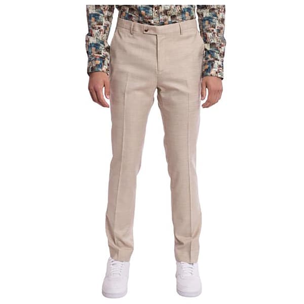 Mens Paisley & Gray Pants - Cream Beige - image 
