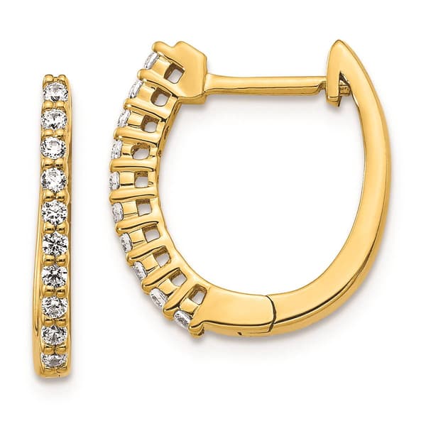 Pure Fire 14kt. Gold 1/4ctw. Diamond Hinged Hoop Earrings - image 