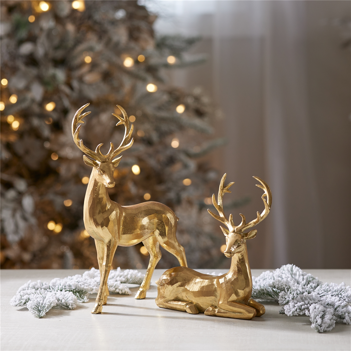 Melrose Metallic Deer Figurine - Set of 2