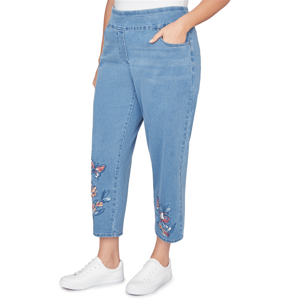 Plus Size Alfred Dunner Austin Floral Butterfly Pull-On Jeans