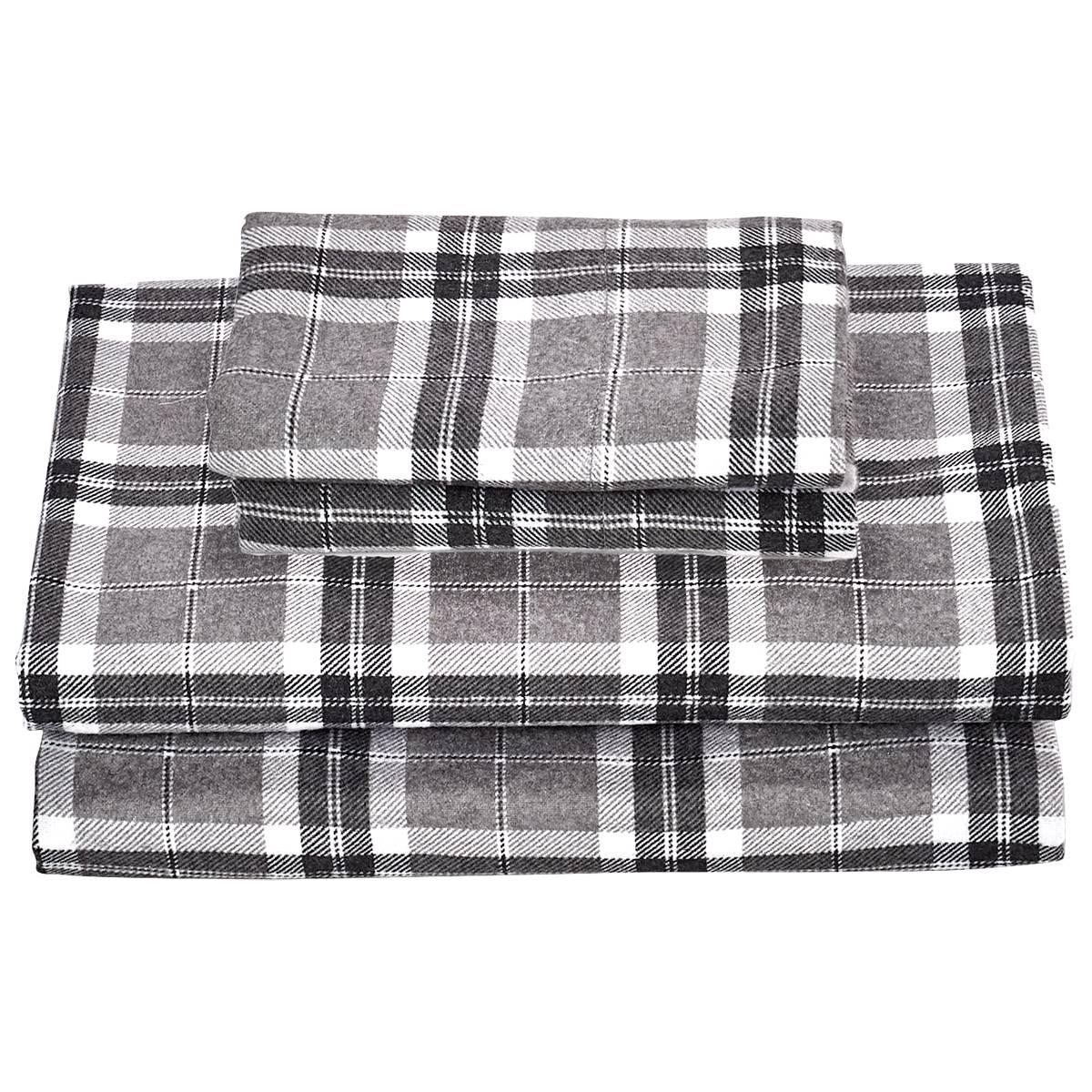 Ashley Cooper(tm) Comfy Plaid Flannel Sheets - Grey