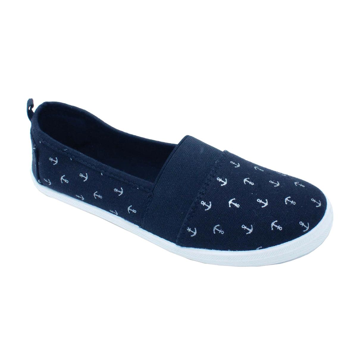 Womens Ashley Blue Anchors Slip On Flats