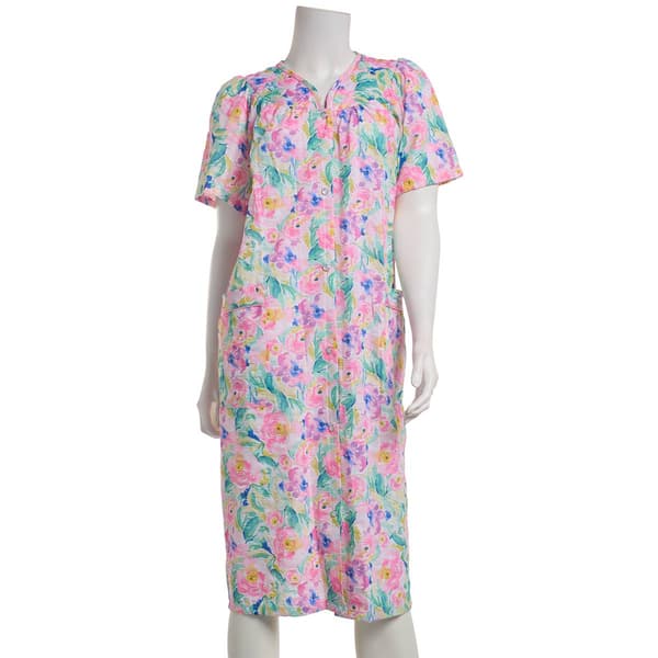 Plus Size Elegant Emily Short Sleeve Floral Trapunto Duster