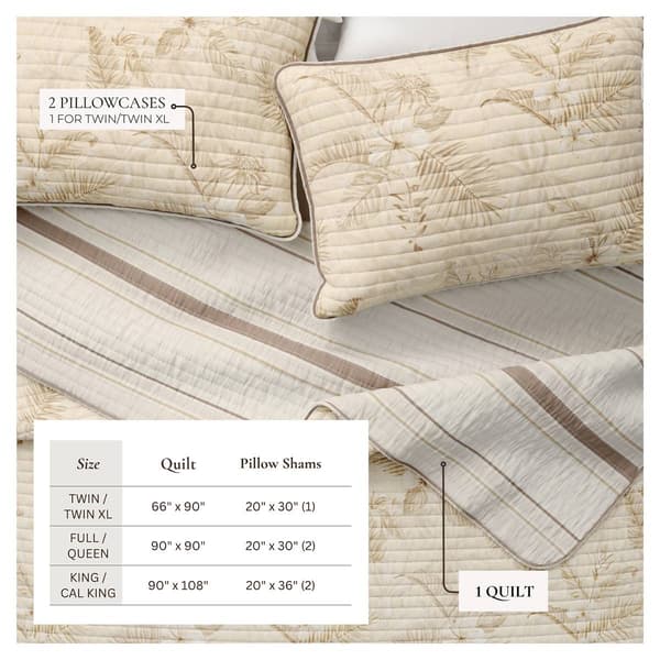 FreshFolds Mendocino 3pc. Reversible Tropical Floral Quilt Set
