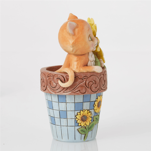 Jim Shore Heartwood Creek Cat in Flowerpot Figurine