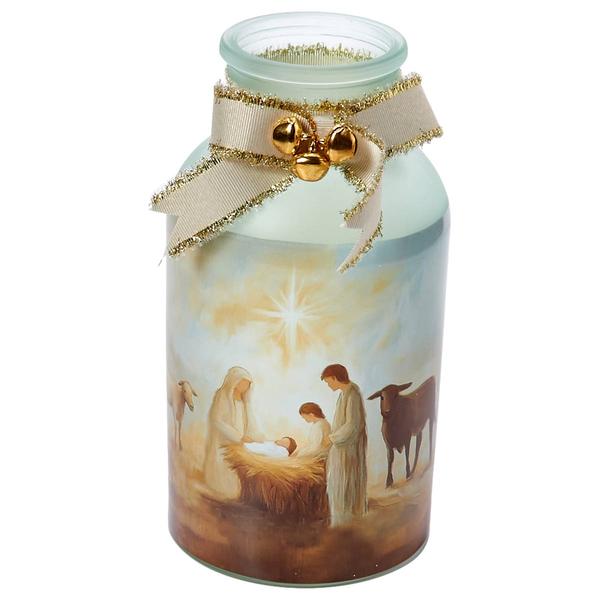 Transpac Christmas Nativity Glass Jar Decor - image 