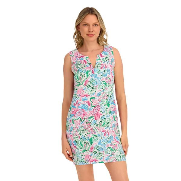 Womens Stella Parker Sleeveless Watercolor Floral UPF Shift Dress