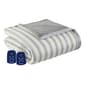 Micro Flannel&#40;R&#41; Reverse to Sherpa Metro Stripe Heated Blanket - image 1