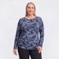 Plus Size Hasting & Smith Long Sleeve Floral Side Ruched Tee - image 1