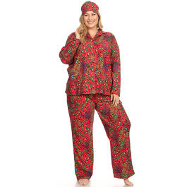 Plus Size White Mark 3pc. Red Leopard Pajama Set
