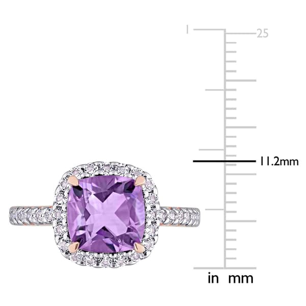 Gemstones Classics&#8482; 10kt. Rose Gold Amethyst & White Topaz Ring