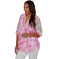 Womens Ruby Rd. Hothouse Florals Roll Tab Sleeve Blouse - image 3