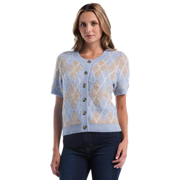 Womens Rafaella(R) Short Sleeve Argyle Cardigan - image 