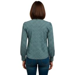 Womens Adrianna Papell Long Sleeve V-Neck Geometric Blouse
