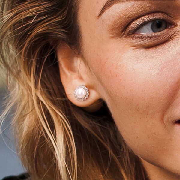 Gemstone Classics™ Pearl Halo Pearl Stud Earrings