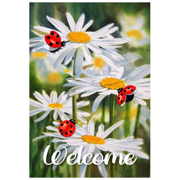Northlight Seasonal Ladybug and Daisey Outdoor Garden Flag