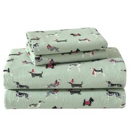 Laura Ashley Holiday Pups Cotton Flannel Sheet Set