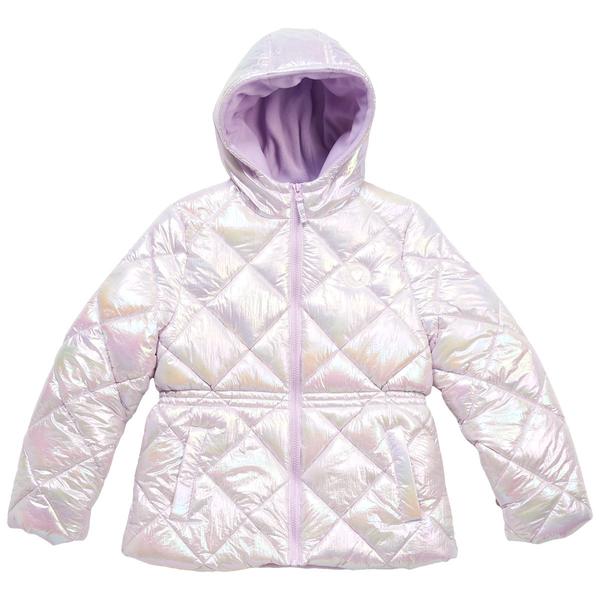 Girls (7-16) Pink Platinum(R) Iridescent Quilted Puffer Coat - image 