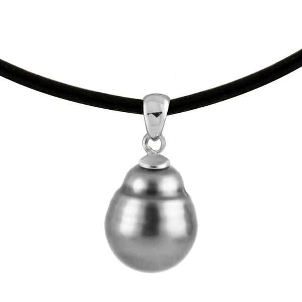 Splendid Pearls Sterling Silver Tahitian Pearl Pendant Necklace - image 