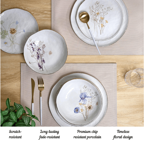 Sango Gansevoort Wildflower 12pc. Luxury Porcelain Dinnerware Set