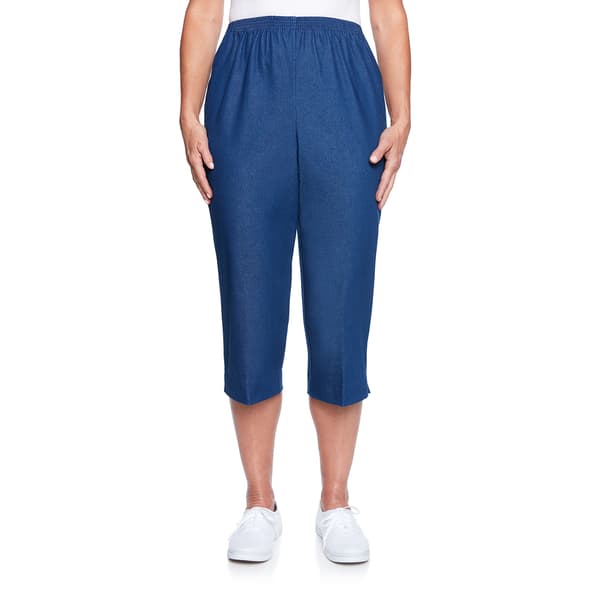 Plus Size Alfred Classics  Dunner Denim Pull On Capri Pants - image 